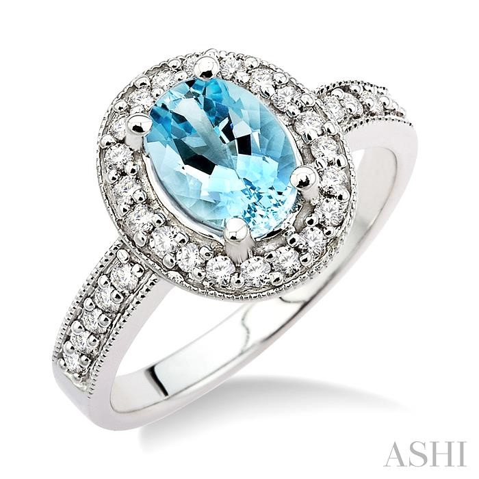 OVAL SHAPE GEMSTONE & DIAMOND RING