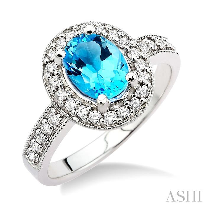 OVAL SHAPE GEMSTONE & DIAMOND RING