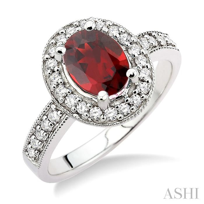 OVAL SHAPE GEMSTONE & DIAMOND RING