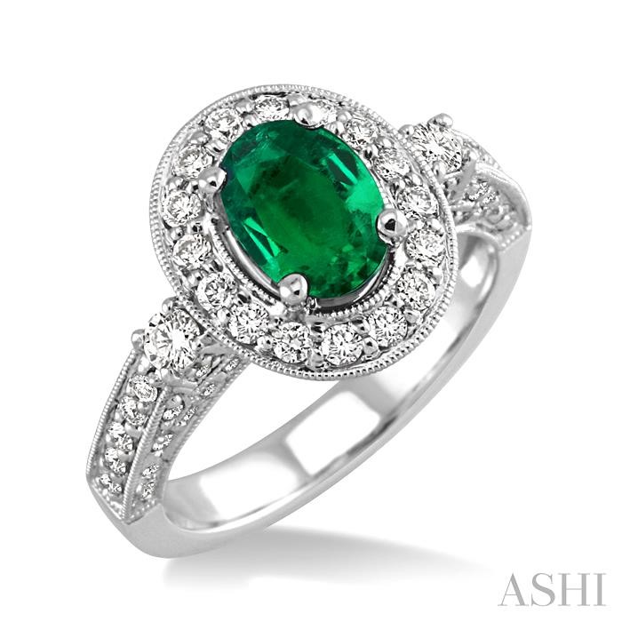 OVAL SHAPE GEMSTONE & DIAMOND RING