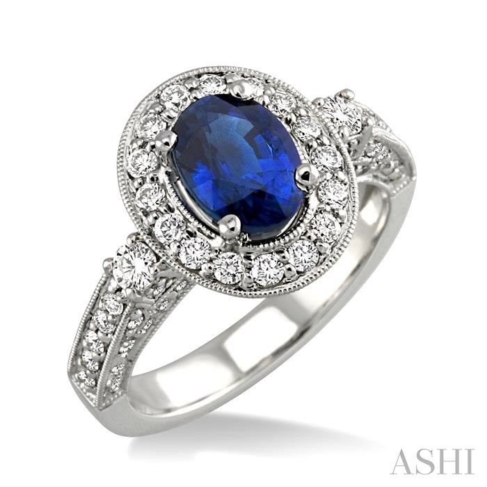 OVAL SHAPE GEMSTONE & DIAMOND RING