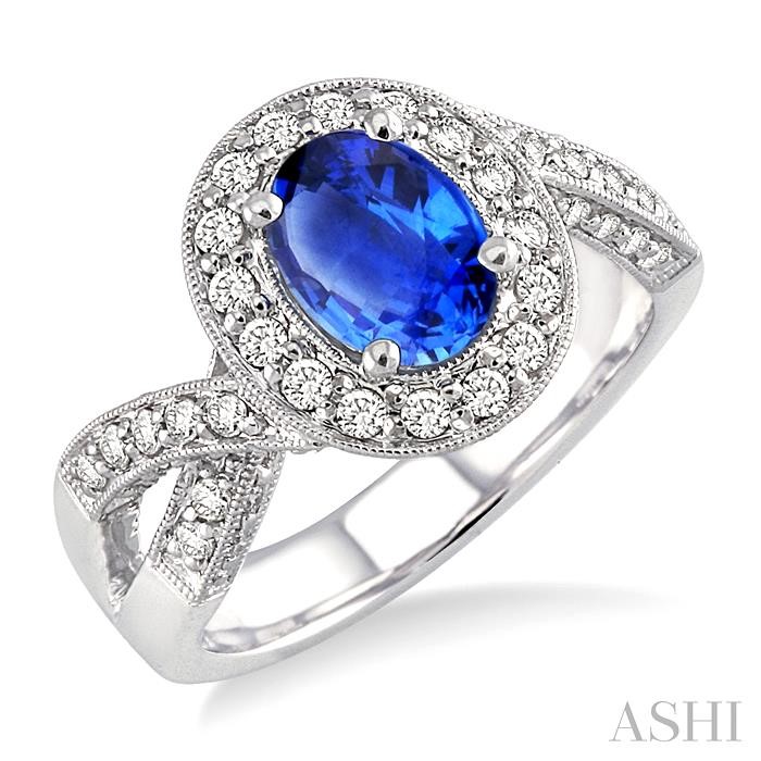 OVAL SHAPE GEMSTONE & DIAMOND RING