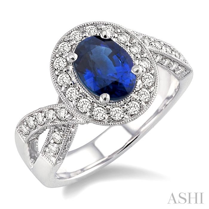 OVAL SHAPE GEMSTONE & DIAMOND RING