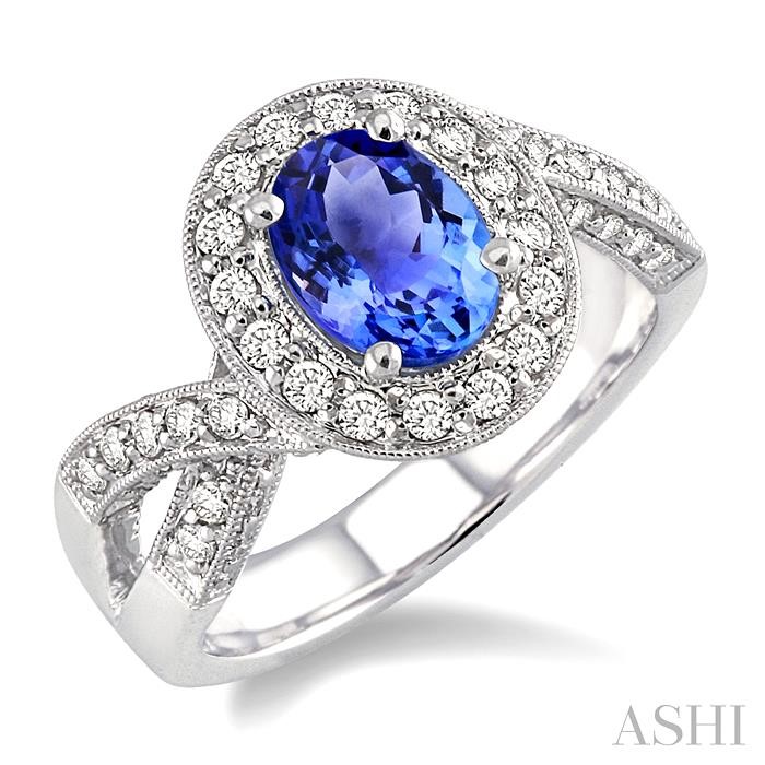 OVAL SHAPE GEMSTONE & DIAMOND RING