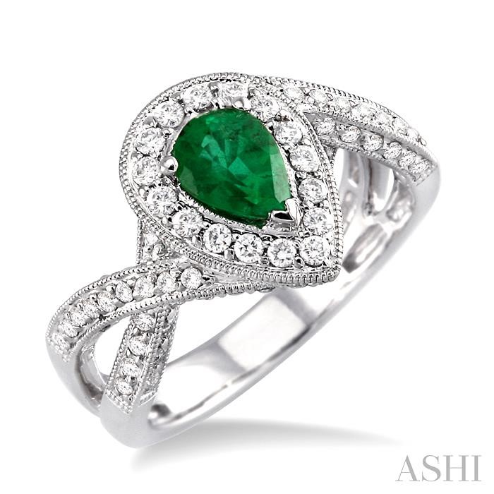 PEAR SHAPE GEMSTONE & DIAMOND RING