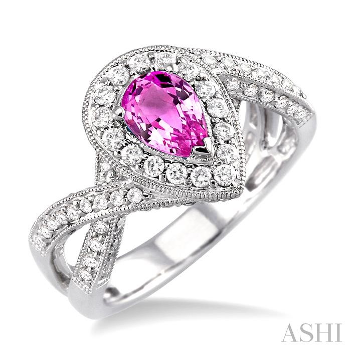 PEAR SHAPE GEMSTONE & DIAMOND RING