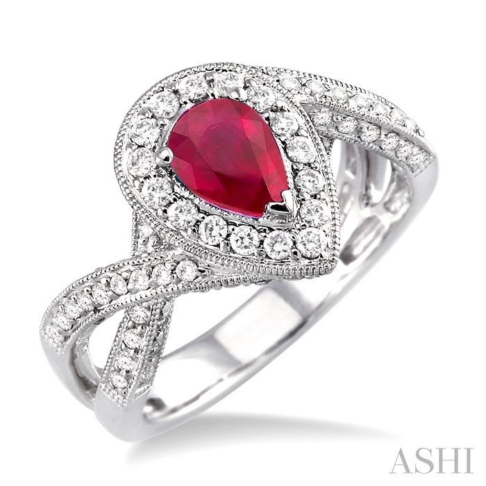 PEAR SHAPE GEMSTONE & DIAMOND RING