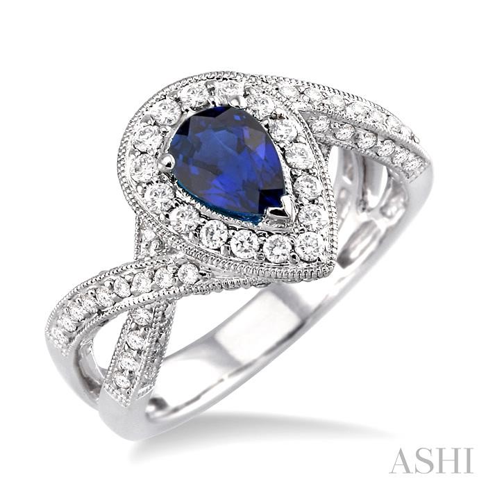 PEAR SHAPE GEMSTONE & DIAMOND RING