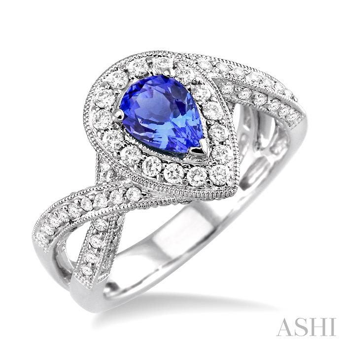 PEAR SHAPE GEMSTONE & DIAMOND RING