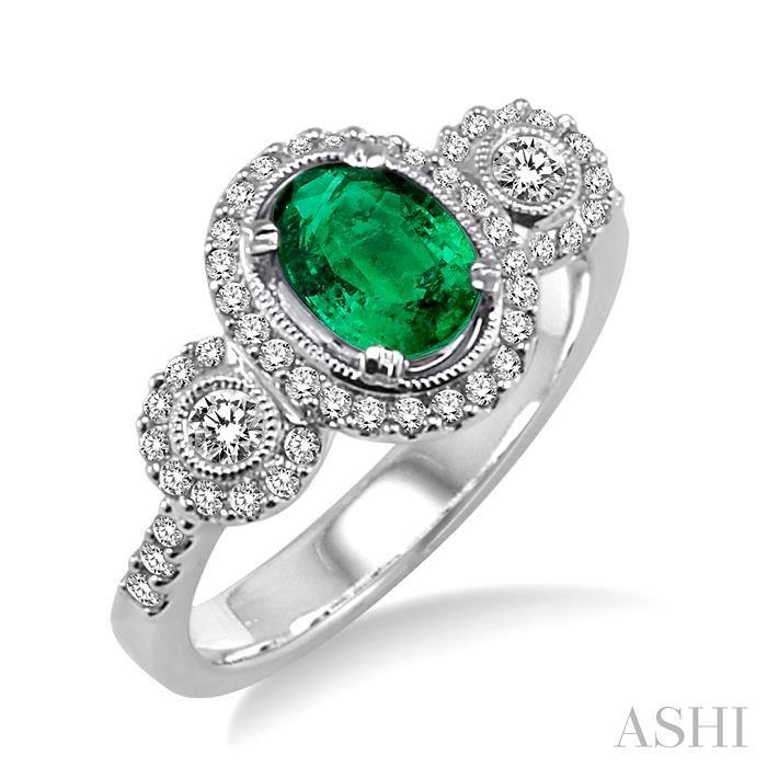 OVAL SHAPE GEMSTONE & DIAMOND RING