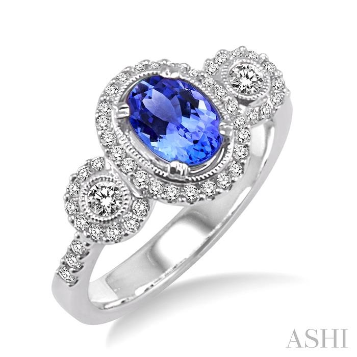OVAL SHAPE GEMSTONE & DIAMOND RING