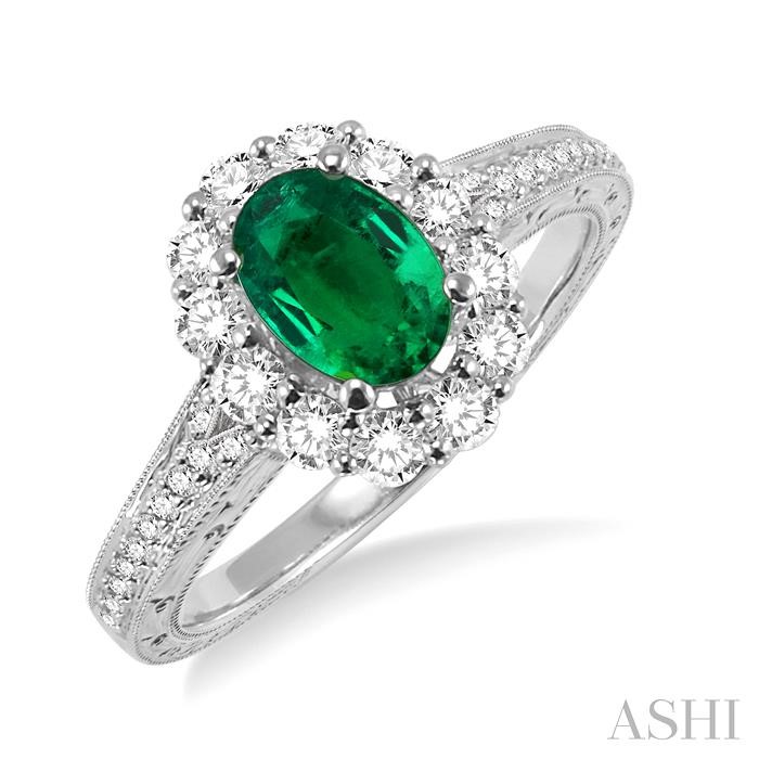 OVAL SHAPE GEMSTONE & DIAMOND RING