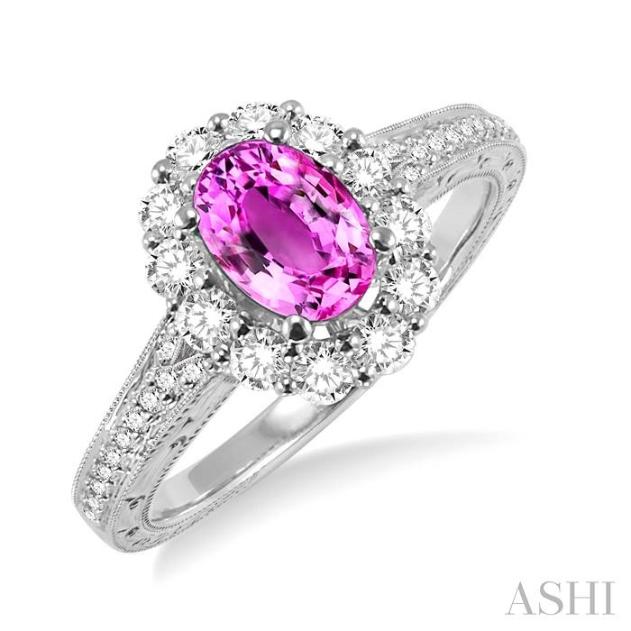OVAL SHAPE GEMSTONE & DIAMOND RING