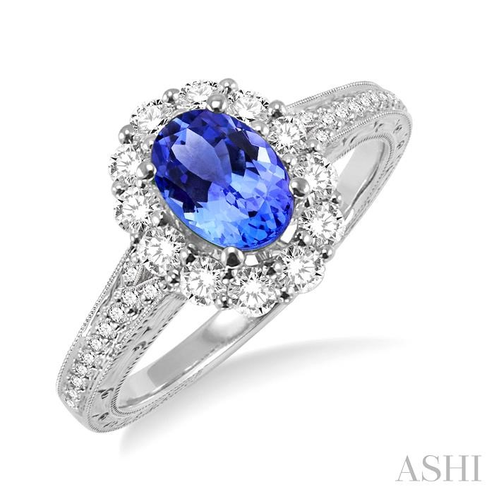 OVAL SHAPE GEMSTONE & DIAMOND RING