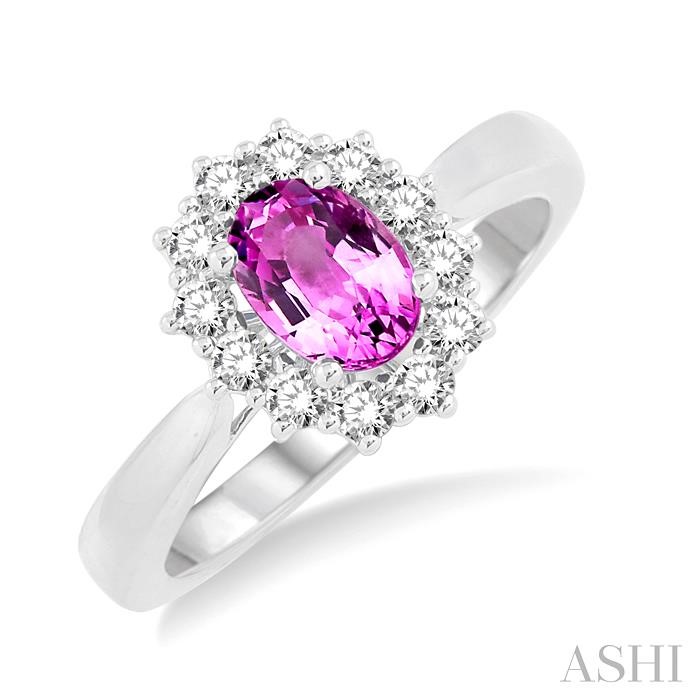 OVAL SHAPE GEMSTONE & DIAMOND RING