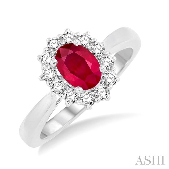 OVAL SHAPE GEMSTONE & DIAMOND RING