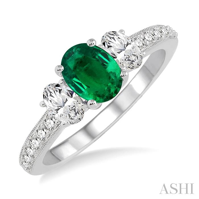 OVAL SHAPE GEMSTONE & DIAMOND RING