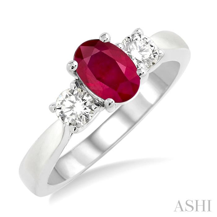 OVAL SHAPE GEMSTONE & DIAMOND RING