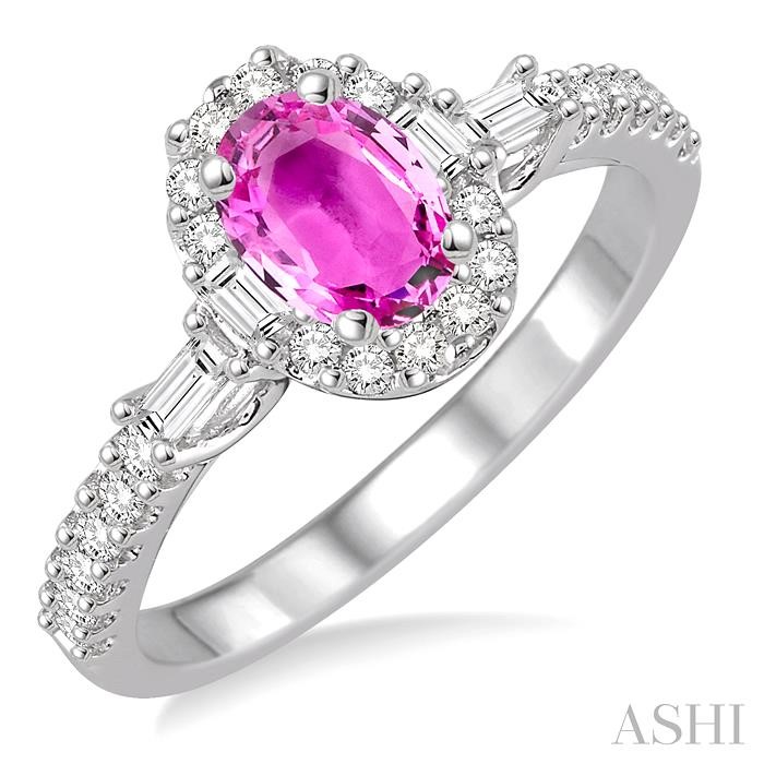 OVAL SHAPE GEMSTONE & DIAMOND RING