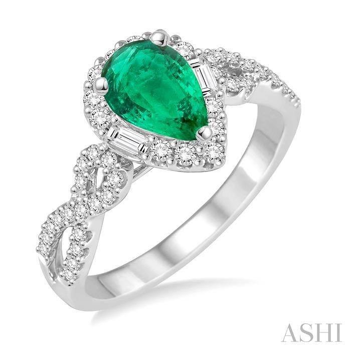 PEAR SHAPE GEMSTONE & DIAMOND RING