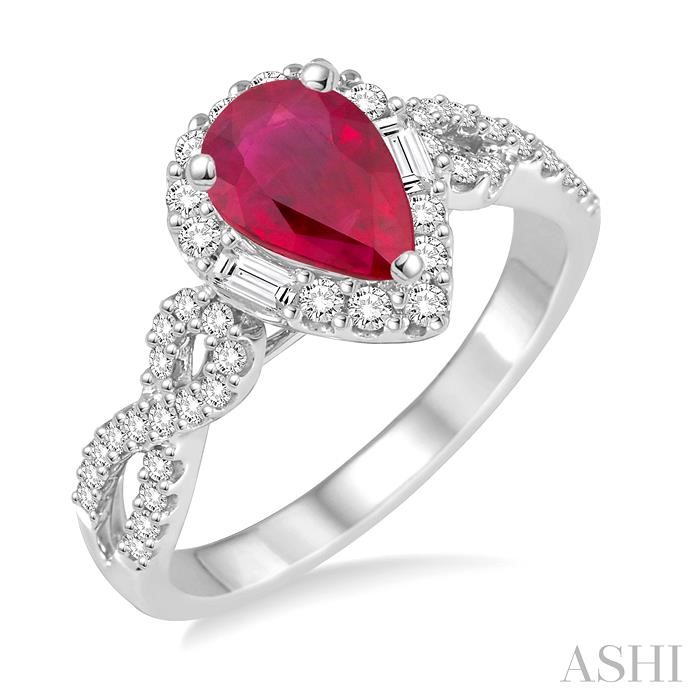 PEAR SHAPE GEMSTONE & DIAMOND RING