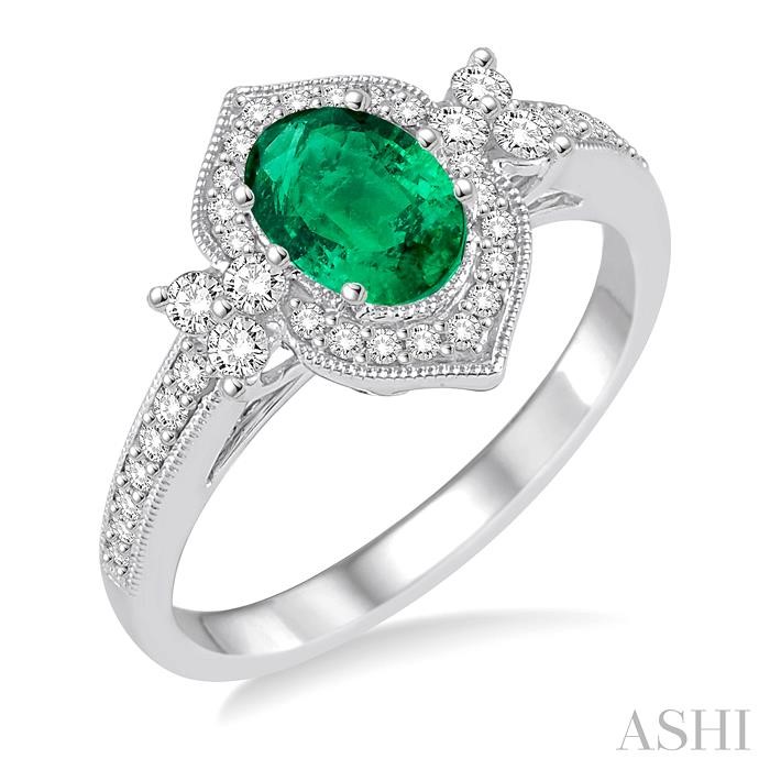 OVAL SHAPE GEMSTONE & DIAMOND RING