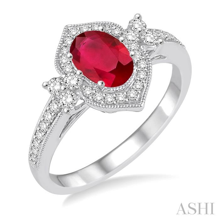 OVAL SHAPE GEMSTONE & DIAMOND RING
