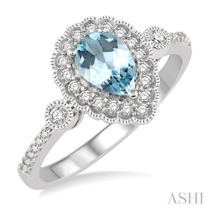 PEAR SHAPE GEMSTONE & DIAMOND RING