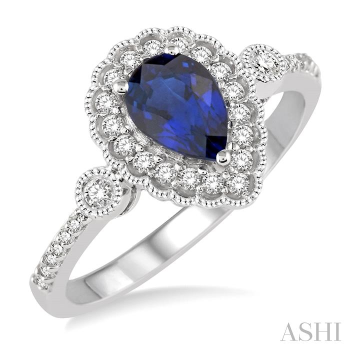 PEAR SHAPE GEMSTONE & DIAMOND RING