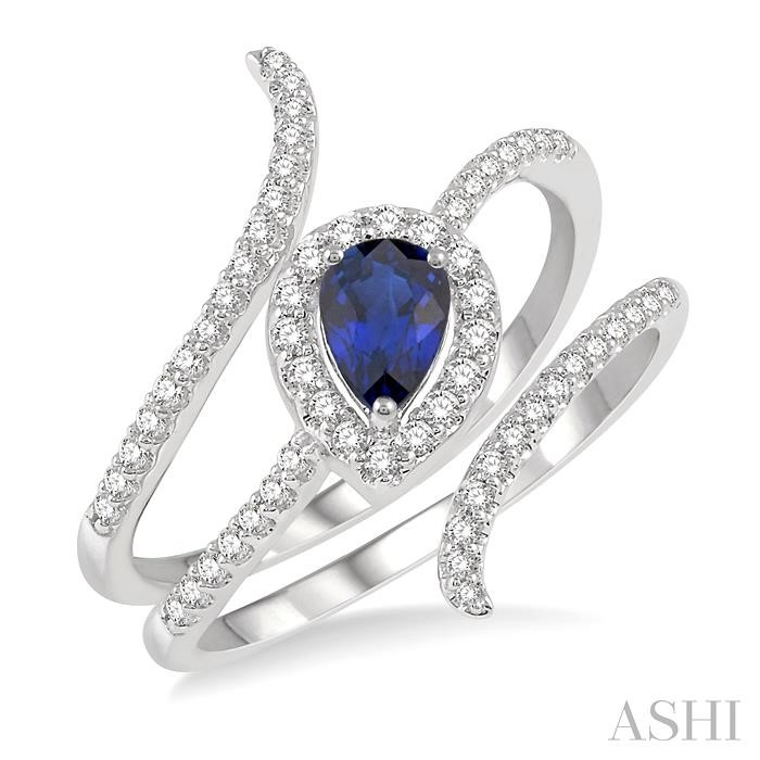 PEAR SHAPE GEMSTONE & DIAMOND RING