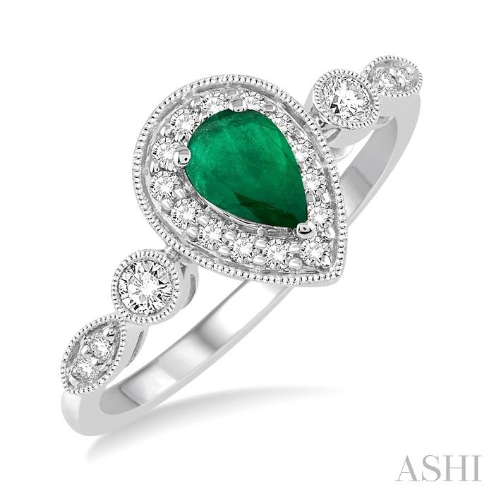 PEAR SHAPE GEMSTONE & DIAMOND RING