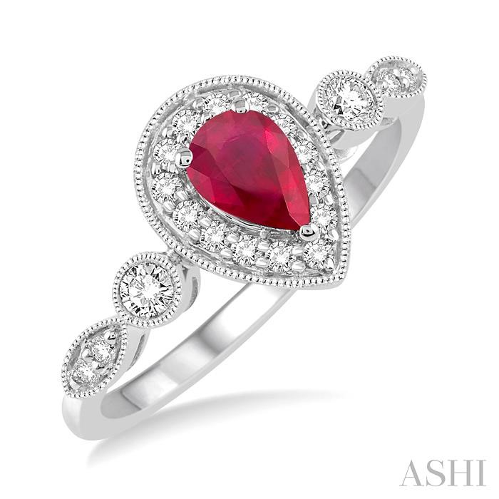 PEAR SHAPE GEMSTONE & DIAMOND RING