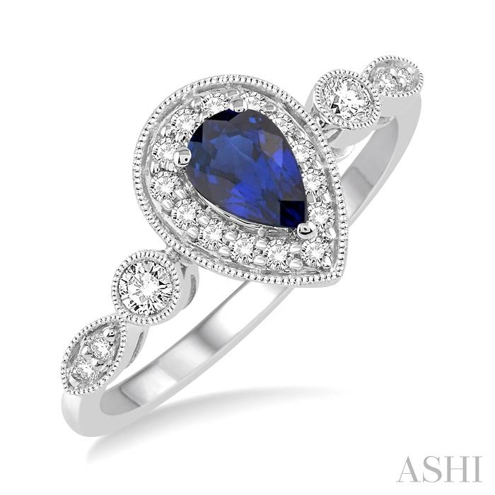 PEAR SHAPE GEMSTONE & DIAMOND RING