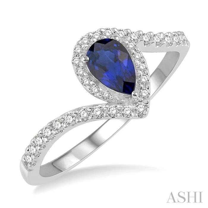 PEAR SHAPE GEMSTONE & DIAMOND RING