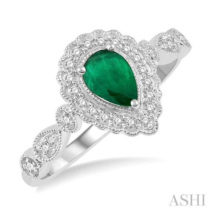 PEAR SHAPE GEMSTONE & DIAMOND RING