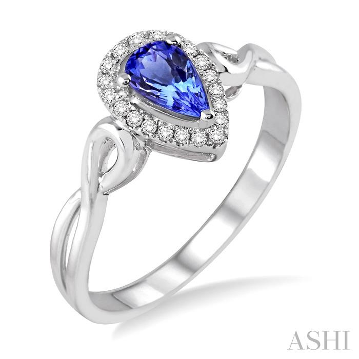 PEAR SHAPE GEMSTONE & DIAMOND RING