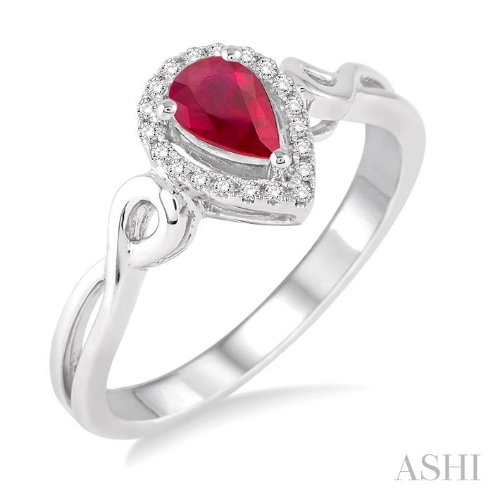 PEAR SHAPE GEMSTONE & DIAMOND RING