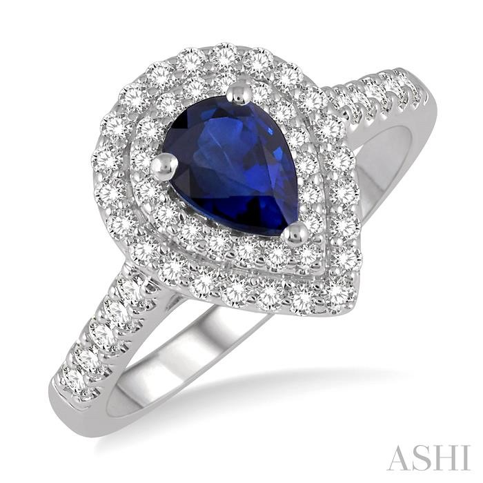 PEAR SHAPE GEMSTONE & DIAMOND RING