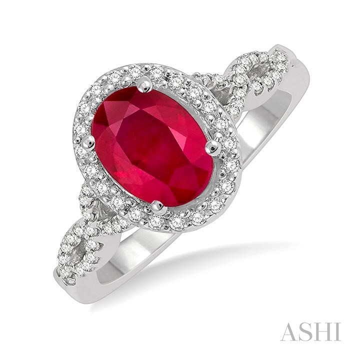 OVAL SHAPE GEMSTONE & HALO DIAMOND RING