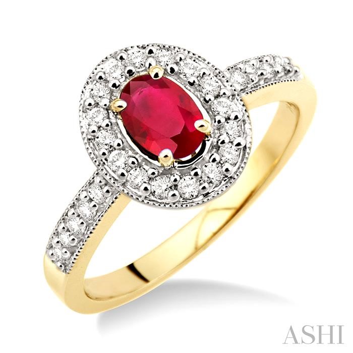 OVAL SHAPE GEMSTONE & DIAMOND RING