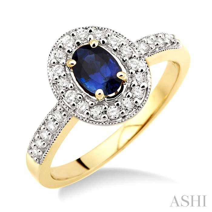 OVAL SHAPE GEMSTONE & DIAMOND RING
