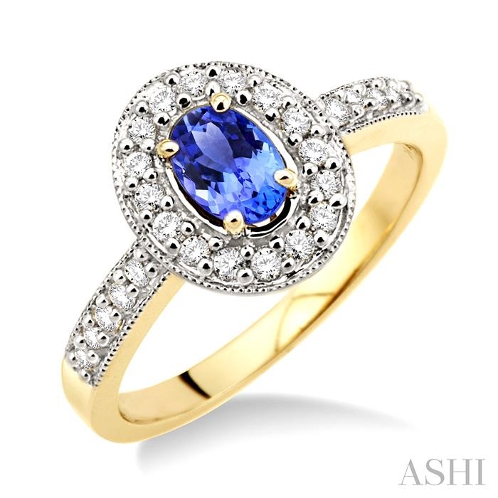 OVAL SHAPE GEMSTONE & DIAMOND RING