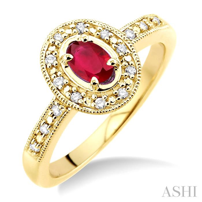 OVAL SHAPE GEMSTONE & DIAMOND RING