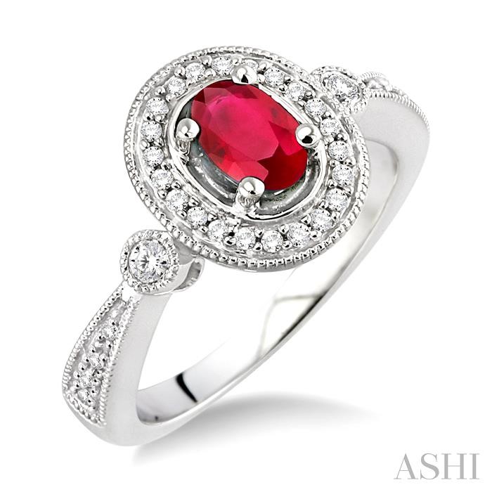 OVAL SHAPE GEMSTONE & DIAMOND RING