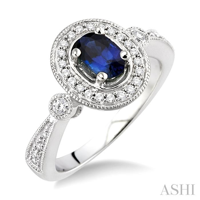 OVAL SHAPE GEMSTONE & DIAMOND RING
