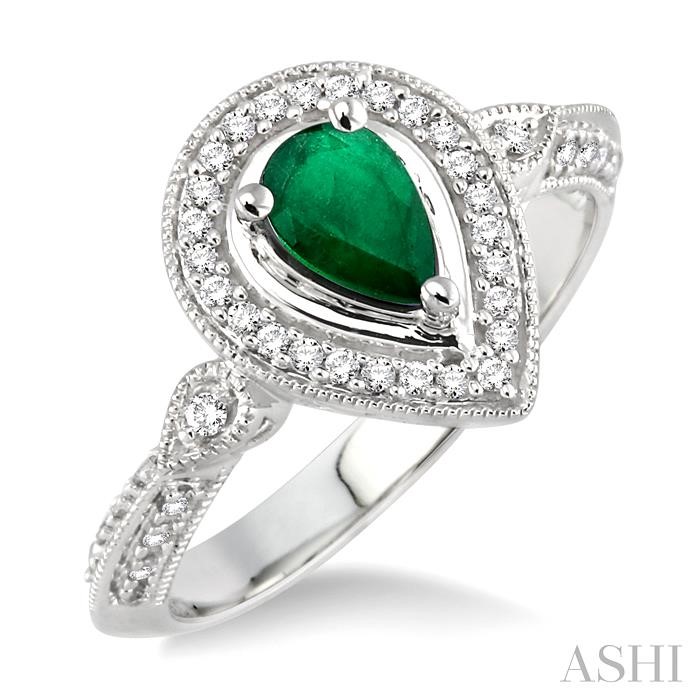 PEAR SHAPE GEMSTONE & DIAMOND RING