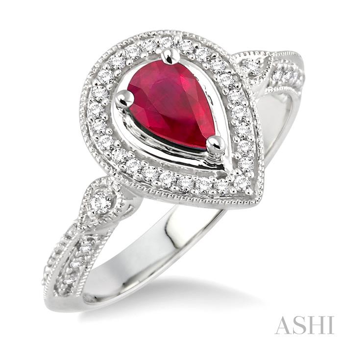 PEAR SHAPE GEMSTONE & DIAMOND RING