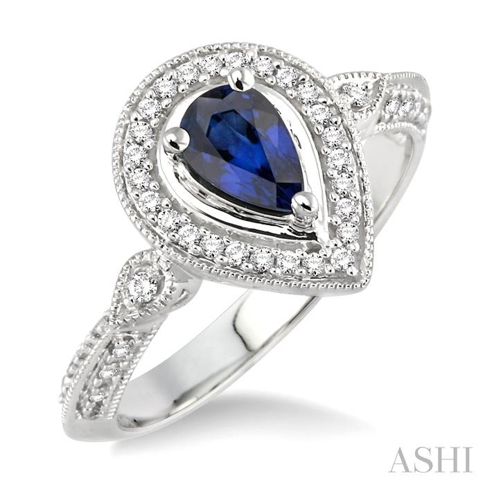 PEAR SHAPE GEMSTONE & DIAMOND RING