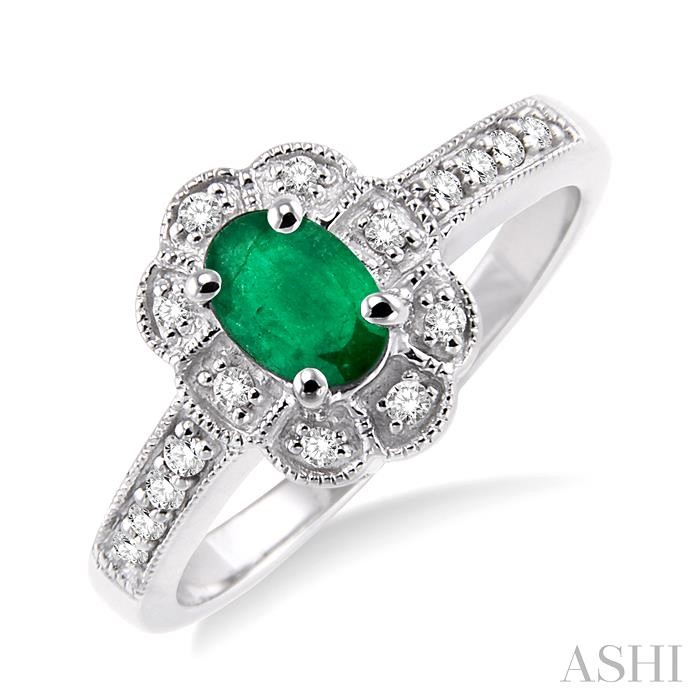 OVAL SHAPE GEMSTONE & DIAMOND RING