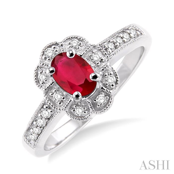 OVAL SHAPE GEMSTONE & DIAMOND RING